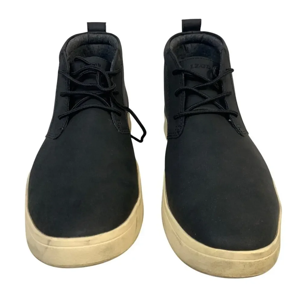 IZOD Mens Size 10 Black Chukka Ankle Boots Lace Up Round Toe Memory Foam Shoes